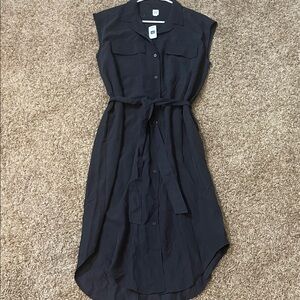 GAP Black Sleeveless Midi Dress